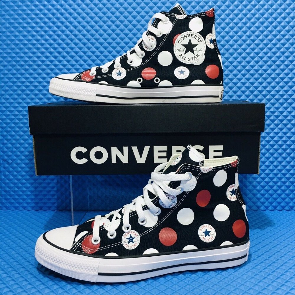 Converse All Star Hi Polka Dot Women’s Athletic Skate Casual Sneakers Shoes